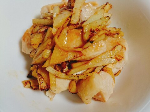 鶏胸肉と生姜の本つゆ炒め